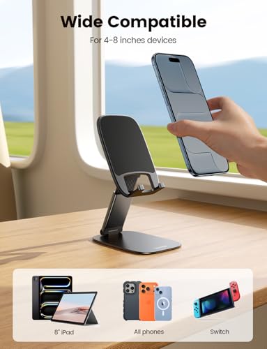 Lamicall Ultra-Thin Foldable Cell Phone Stand for Desk - color: A-Black