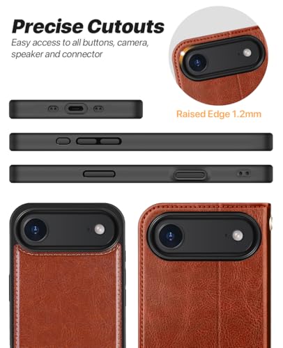 OCASE for iPhone Air Detachable Wallet Case with Card Holder, 2 in 1 PU Leather Flip Folio with RFID Blocking Stand Wrist Strap Shockproof Phone Cover 6.5 Inch 2025, Dark Brown - color: Dark Brown, size: iPhone Air