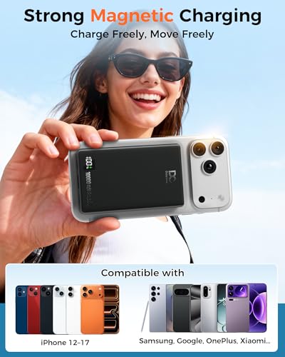 PD 35W Magnetic Wireless Power Bank 10000mAh Fast Charging Portable Charger - color: Black