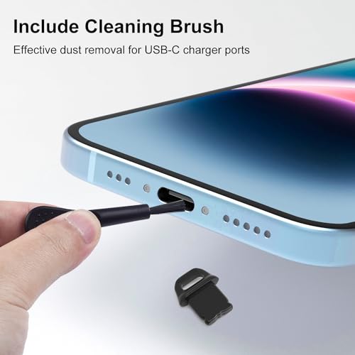 20 Pcs Lightning Dust Plugs for iPhone 14 Pro Max/13/12/11 and AirPods, iPhone Port Charger Plug Protector Cover with Cleaning Brush Lanyards, Easy-Grip Tab - size: iPhone Port