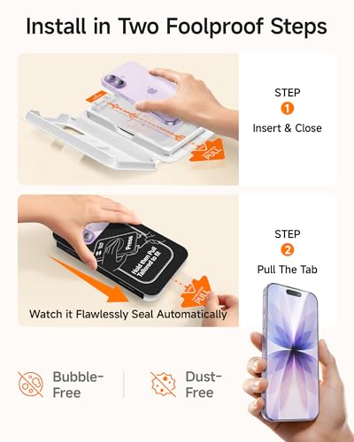 SMARTDEVIL 3 Pack Screen Protector for iPhone 17, Optical Clear 9H Tempered Glass, 2X Impact Resistance, Anti-Fingerprint Coating, SmartPull Box Bubble-Free Install