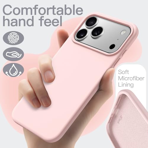 JETech Silicone Case for iPhone 17 Pro Max, Light Pink | Silky Soft Touch, Shockproof Protection, Scratch Resistant, Microfiber Lining - color: Light Pink, size: iPhone 17 Pro Max