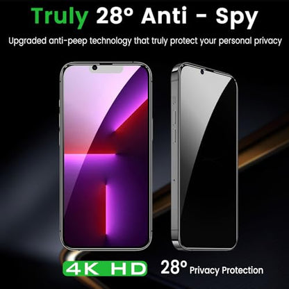 Romkasi 3 Pack Privacy Screen Protector for iPhone 13 6.1 Inch with 3 Pack Camera Lens Protector, Anti Spy Tempered Glass Film, Anti-Scratch, Touch Sensitive, Case Friendly - color: iPhone 13