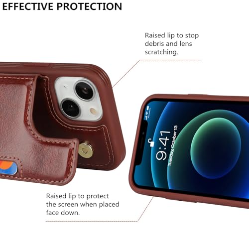 iCoverCase Compatible with iPhone 13 Mini Case with Card Holder, Wallet Phone Case for Women Men RFID Blocking PU Leather Protective Case 5.4 Inch (Dark Brown) - color: Dark Brown