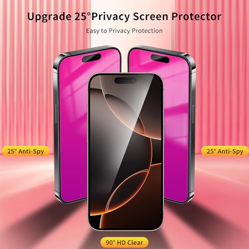 Privacy Screen Protector for iPhone 16 Pro 2 Pack (Pink)