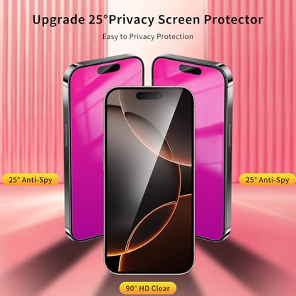 Privacy Screen Protector for iPhone 16 Pro 2 Pack (Pink)