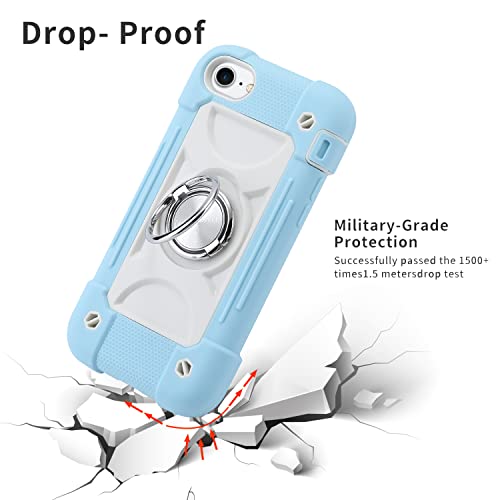 MARKILL Compatible with iPhone Case with Ring Stand, Heavy-Duty Military Grade Shockproof Phone Cover (Ice Blue, iPhone SE 3rd/2nd/iPhone 8/7/6S/6) - color: Ice Blue, size: iPhone SE 3rd/2nd/iPhone 8/7/6S/6