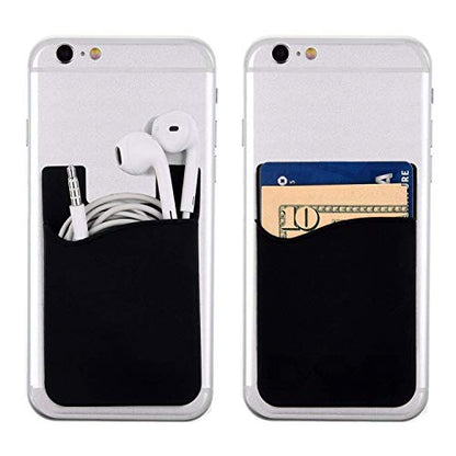 Cell Phone Card Holder for Back of Phone Case. Silicone Stick On Pocket Wallet for iPhone, Android & Other Flat Surfaces, Great for Credit Cards, Business Card, Cash & ID Cards (Black 3 Pack) - color: Black 3 Pack
