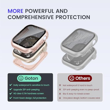 Goton Privacy Waterproof Case for Apple Watch 41mm Series 9/8/7 - color: Rose Gold, size: 41mm