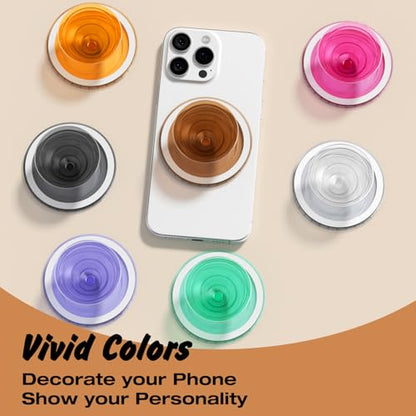 Svanove Magnetic Phone Grip Compatible with Magsafe, Mag Safe Translucent Clear Grip Collapsible Kickstand for iPhone Samsung Pixel, Cute Transparent Silicone Removable Phone Stand Holder, Brown - color: Brown, style: Magnetic