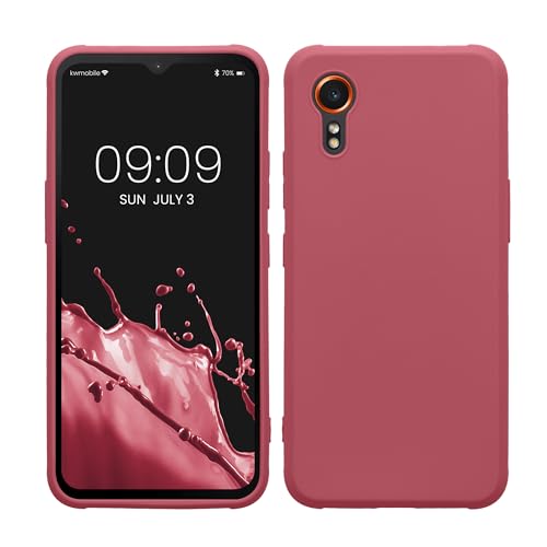 kwmobile Case Compatible with Samsung Galaxy Xcover7 Case - Soft Slim Protective TPU Silicone Cover - Dark Rose - color: Dark Rose