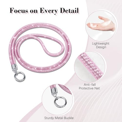 TiMOVO Rhinestone Phone Lanyard Crossbody Chain, Pink - color: Pink
