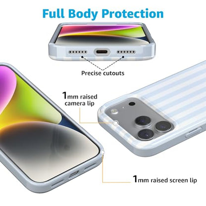 Casely iPhone 17 Pro Max Case | Sunday Best | Blue Stripes | Compatible with MagSafe | Classic Ultra Slim Design - color: Sunday Best | Blue Stripes, size: Iphone 17 Pro Max