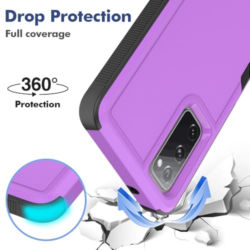 for Samsung Galaxy S20 FE 5G Case: Dual Layer Protective Heavy Duty Cell Phone Cover Shockproof Rugged with Screen Protector - Military Protection Bumper Tough - Samsung Galaxy S20 FE 5G, Purple - color: Purple (PC) + Black (TPU)