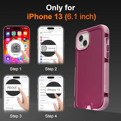 Follaroma for iPhone 13 Case, Heavy Duty Magnetic Cases, Purple Pink,6.1" | Compatible with MagSafe, Heavy Duty Shock proof,Military-Grade Anti-Drop Protective,Dual Layer Magnetic Protection Phone Case - color: Purple Pink