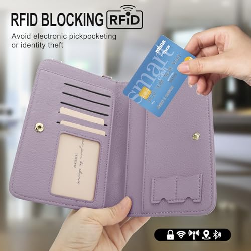 DOB SECHS Leather Passport Wallet Crossbody Phone Bag, RFID Blocking Passport Holder Credit Cards Case for Women - color: Purple-2