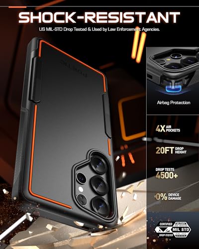 Poetic Neon Case for Samsung Galaxy S25 Ultra 5G, Dual Layer Heavy Duty Rugged Lightweight Slim Shockproof Protective Cover Phone Case, Orange/Black - color: Black/Orange