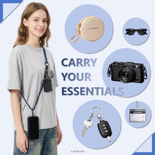 Adjustable Crossbody Phone Lanyard with Hanging Loops - color: Blue