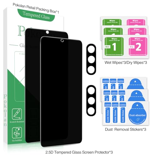Pokolan 2+2 Pack Privacy Screen Protector for Samsung Galaxy S22 Plus - size: Samsung Galaxy S22 Plus 6.6 inches