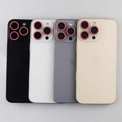 Luminous Camera Lens Protector for iPhone 16 Pro / 16 Pro Max Metal Ring Tempered Glass Glow in The Dark Lens Cover (3PCS) (Red, for iPhone 16 Pro/16 Pro Max) - color: Red