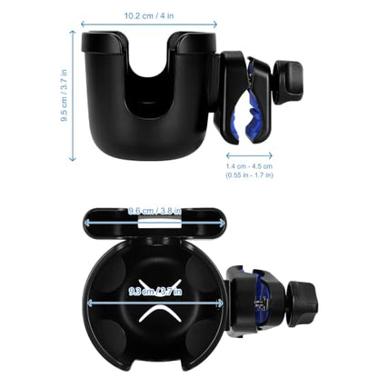Accmor Wheelchair Cup Holder with Phone Holder, ﻿Universal 360° Rotatable Walker Cup Holder Rollator Scooter Accessory - color: Black