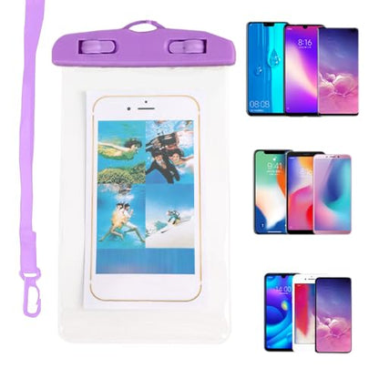 Waterproof Cell Phone Pouch Transparent Touchscreen Phone Holder | Water Play Cellphone Bag for Beach Cruise Vacation Running Camping Swimming Cycling Kayak Diving Travel - color: Purple