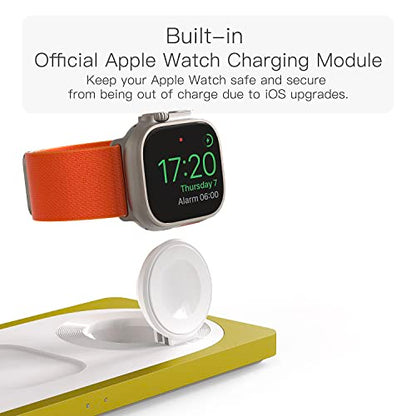 PETINO 3 in 1 Wireless Charging Station for Apple Devices with MagSafe - color: Yellow