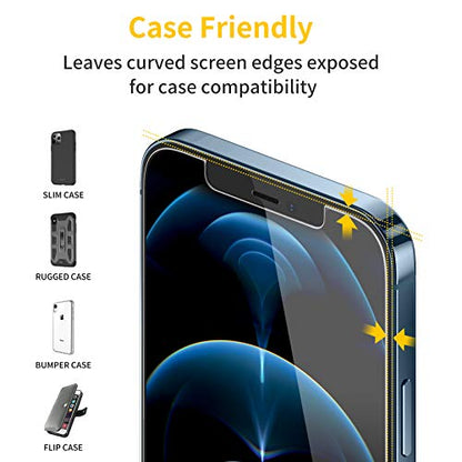 UNBREAKcable 3-Pack Screen Protector for iPhone 12 Pro Max Tempered Glass | Shatterproof, Easy Install, 9H Hardness, 99.99% HD Clear, Bubble-Free, Anti-Fingerprint, Scratch Resistant, Case Friendly - size: iPhone 12 Pro Max