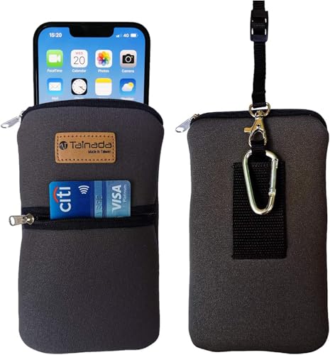 Tainada Dual Zip Neck Cell Phone Pocket Pouch Case w/Belt Loop (Gray) - color: Gray