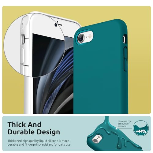 SURPHY Designed for iPhone SE Case, iPhone 8 Case, iPhone 7 Case, Liquid Silicone Phone Case for iPhone se 3rd 2nd SE 2022 SE 2020, Teal Blue - color: Teal Blue