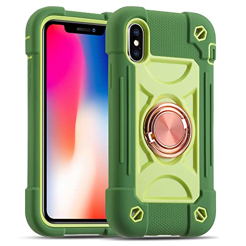 MARKILL Compatible with iPhone X/iPhone Xs Case 5.8 Inch with Ring Stand, Heavy-Duty Military Grade Shockproof Phone Cover for iPhone X/XS. Avocado - color: Avocado, size: iPhone X/iPhone XS 5.8"