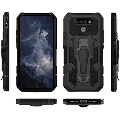 for LG K51 Phone Case,with Tempered Glass Screen Protector [2Pack] Heavy-Duty Military Grade 15ft. Drop Tested Protective Case for LG K51 -Black - color: BLACK