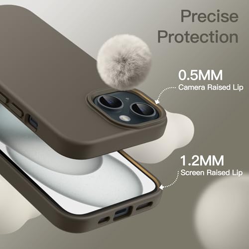 JETech Silicone Case for iPhone 15, Clay | Silky Soft Touch, Shockproof Protection, Scratch Resistant, Microfiber Lining - color: Clay, size: iPhone 15