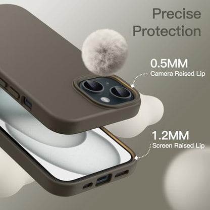 JETech Silicone Case for iPhone 15, Clay | Silky Soft Touch, Shockproof Protection, Scratch Resistant, Microfiber Lining - color: Clay, size: iPhone 15