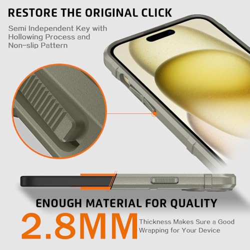 Rugged Shield 8ft Drop Proof TPU Thick Armor Tactical Protective Case Compatible with iPhone 15 Plus (6.7 inches) - Light Clay - color: Light Clay, size: iPhone 15 Plus