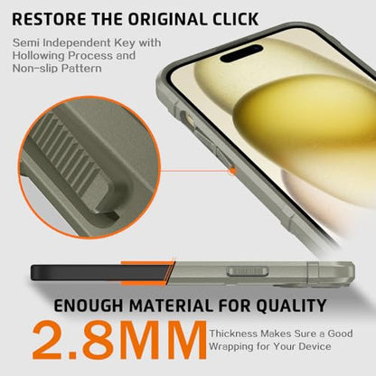Rugged Shield 8ft Drop Proof TPU Thick Armor Tactical Protective Case Compatible with iPhone 15 Plus (6.7 inches) - Light Clay - color: Light Clay, size: iPhone 15 Plus