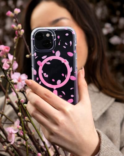 Tech21 FlexQuartz Phone case for iPhone 15 Pro Max - Compatible with MagSafe - 15x Military Standard Protection - Cherry Blossom Design - color: Pink, size: iPhone 15 Pro Max