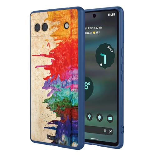 Case for Google 6A Floral Phone Case Soft Touch Liquid Silicone Fluffy Lining Wireless Charging Compatible Protective Phone Cover for Google Pixel 6A,Blue Watercolor - color: Blue Watercolor, size: For Google Pixel 6A
