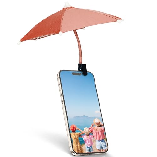 Phone Umbrella for Sun, Clip-On Phone Sun Shade, Universal Fit - color: Pink