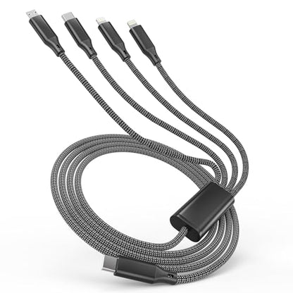 USB C to USB C/Dual Lightning/Micro USB Charging Cable 2M/6Ft, 4 in 1 Multi Charging Cable for Multiple Devices, Braided Universal iPhone Charger Cord for Cell Phones, iPhone Series, Tablets, Galaxy