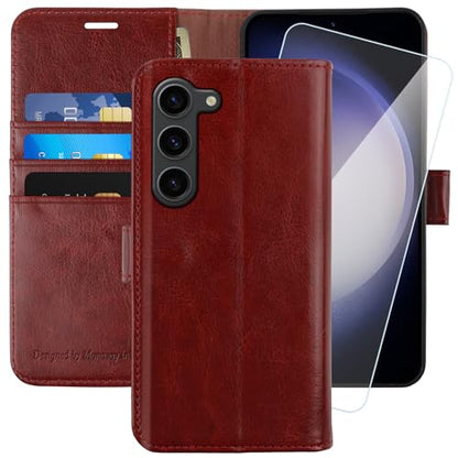 MONASAY Wallet Case for Samsung S23+ Plus with 3 Card Holders - Burgundy - color: Burgundy, size: Galaxy S23+ Plus