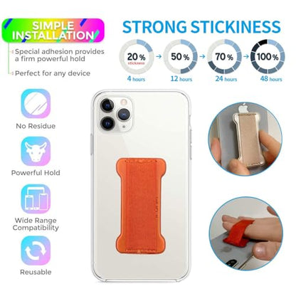 Finger Strap Phone Holder - Ultra Thin Anti-Slip Universal Cell Phone Grips Band Holder for Back of Phone -2Pack（Black+Orange） - color: Black+Orange