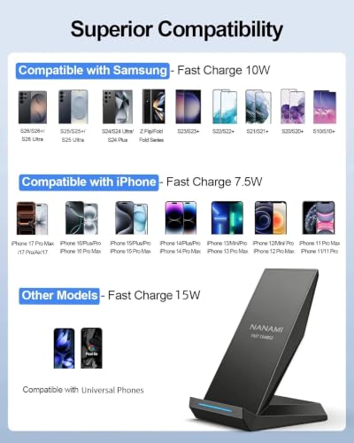 Fast Wireless Charger Stand with 30W PD Adapter for iPhone and Samsung - color: Classic Black