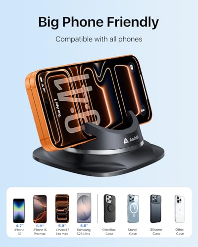 andobil 2026 Upgraded Car Phone Holder Mount, Ultra Stable & Silicone Phone Holders for Your Car 360° Rotatable Dashboard Cell Phone Holder Mount for iPhone 17 Pro Max/16/15/14/13/12/ Samsung