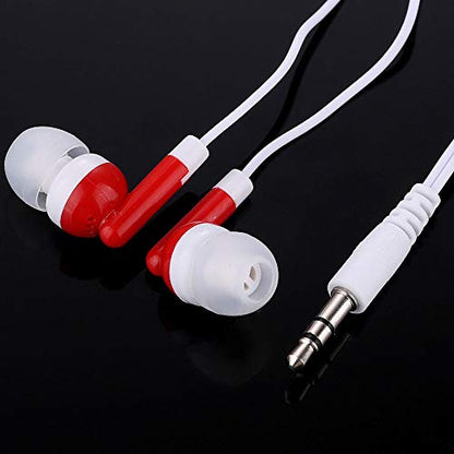 CN-Outlet Wholesale Earbuds Bulk Headphones Individually Bagged 50 Pack for iPhone, Android, MP3 Player for Schools, Libraries, Hospitals (Red) - color: Red