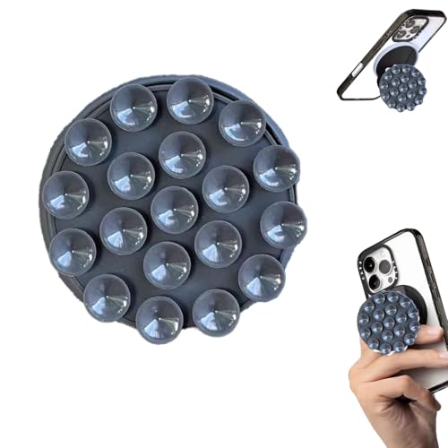 Rookii Strong Magnetic Suction Cup Phone Grip Stand,Compatible MagSafe Phone Ring Holder with Kickstand,Secure Grip for Hands-Free Viewing,for iPhone and Android Phones (Grey) - color: grey