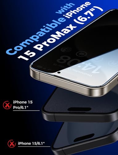 MAGIC JOHN for iPhone 15 Pro Max Privacy Screen Protector Easy Installation