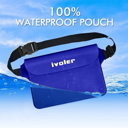ivoler 2-Pack Waterproof Fanny Pack & Phone Pouch, Dry Bag for Passport, Phone & Wallet, Floating Waterproof Phone Case for Beach, Swimming, Kayaking, Boating, Cruise Essentials & Travel Royal Blue - color: Royal Blue