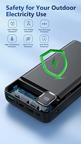 Portable Charger Power Bank 50000mAh, 30W PD Fast-Charge Battery Pack - color: Black