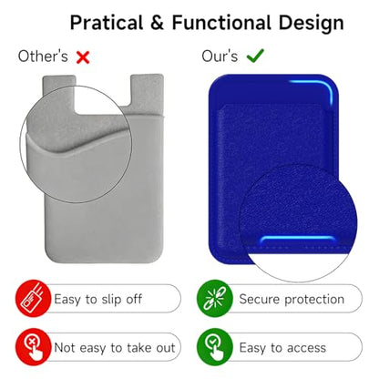 oakxco Phone Pocket Stick On, Secure Phone Card Holder Plastic, Slim Thin Adhesive Card Holder Sleeve ID Credit Card, Compatible with iPhone Samsung, Royal Blue - color: Royal Blue